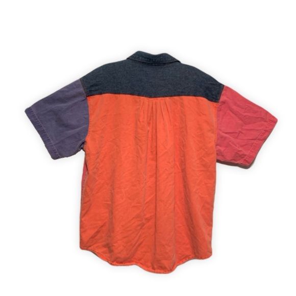 Teez Me Button Shirt Color Block Large Casual Multicolor Colorful 90’s - Picture 2 of 10